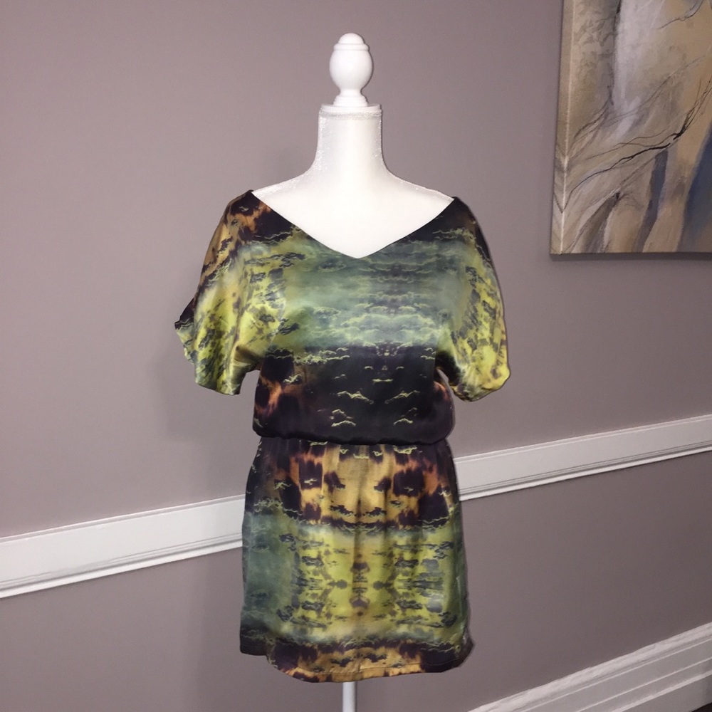 Raw silk sunset printed dress